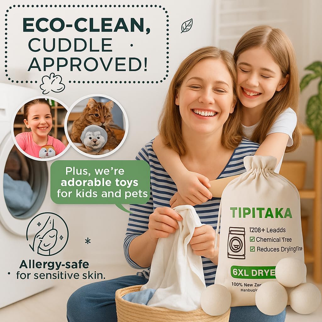 Laundry Wool Dryer Balls | Natural Fabric Softener – Reusable, Eco-Friendly, Reduces Drying Time – Wool Balls Replaces Dryer Sheets - 3 XL Pack - Laundry Balls for Dryer (3 Pack) image 4
