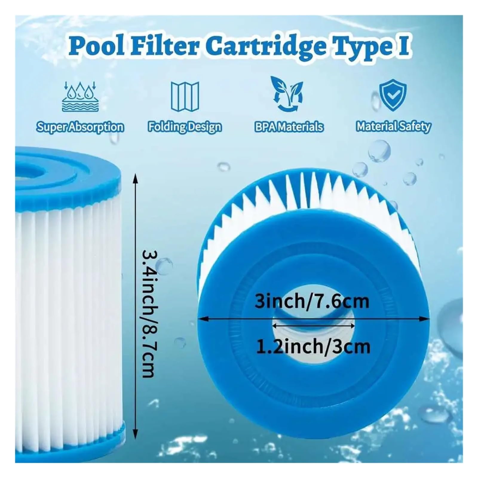 SRFCGPFFV Cartouche Filtrante De Type I pour Piscine Et Spa, Compatible avec Bestway Et Flowclear, Adaptée Aux Pompes Débit 300/330 Gal/h, Références 58093 58381 58511e(XI-8PCS)