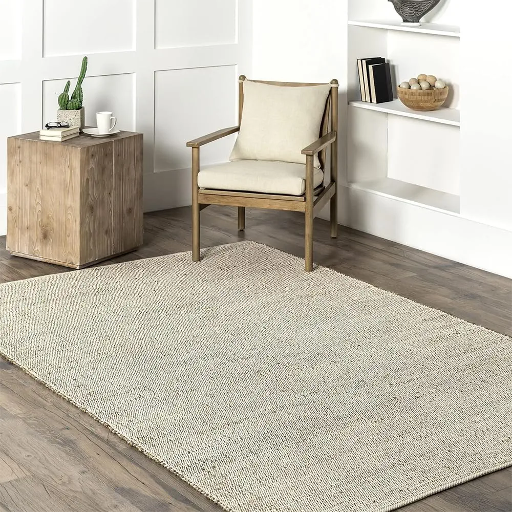 GRUHUM Jute Cotton Area Rug 2&#39;x3&#39;ft Rectangle Hand Woven Natural Farmhouse Boho Rug for Living Room, Bedroom, Kitchen, Hallways - Rustic Vintage Bohemian Eco-Friendly Décor Doormat 2x3 Natural