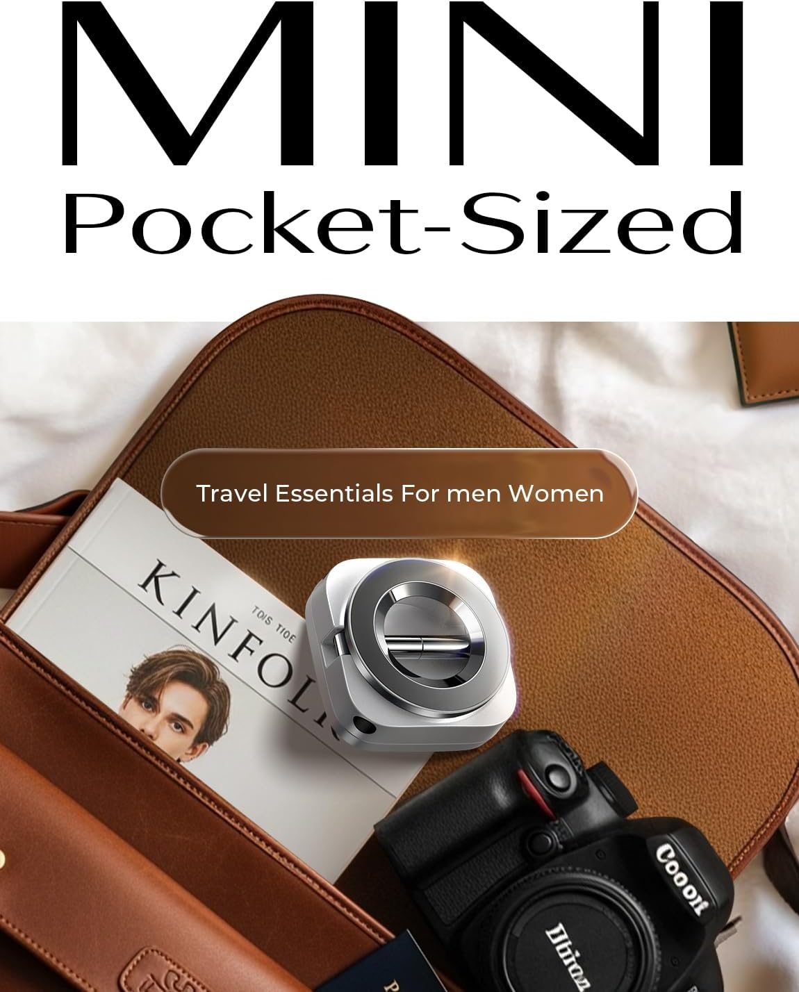 LISEN 360° Magnetic Phone Holder Rotatable Airplane Travel Essentials Phone Holder for Magsafe Car Mount Phone Mount for Flying Accessory for Airplane Travel Must Haves Phone Stand for Desk, Silver image 3