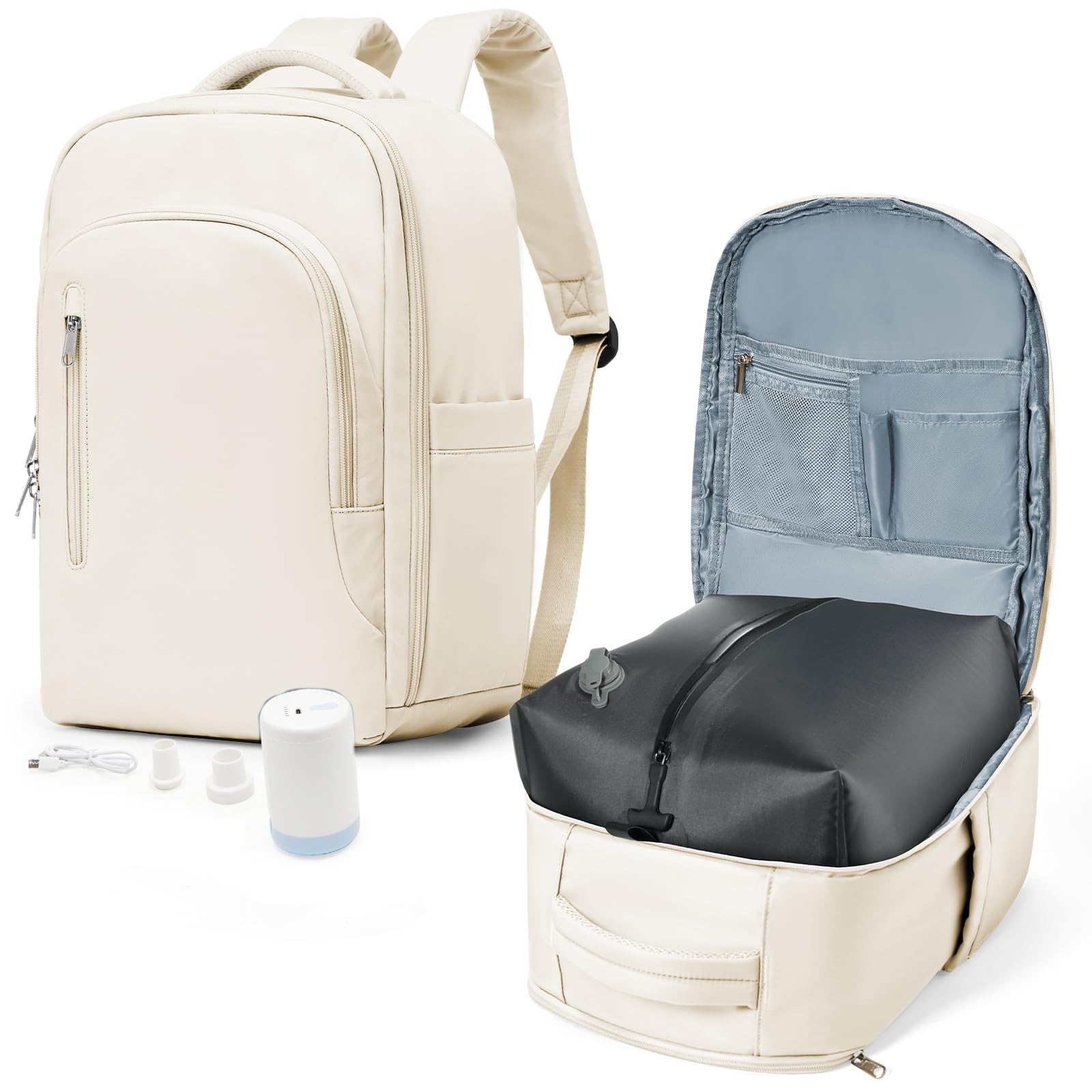 SZLX Zaino Ryanair 40x30x20 Sottovuoto con Pompa Zaino Ryanair 40x20x25 Donna Zaino da Viaggio Wizzair Bagaglio a Mano Uomo per Laptop da 14 Pollici Borse da Cabina 45x36x20 Easyjet con Porta Scarpe