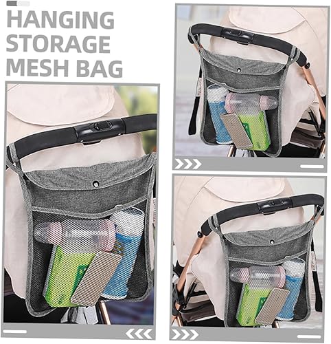 Miniatura 3 de Organizador de lino portátil con asa resistente, fácil instalación, almacenamiento de viaje para suministros, color gris para carrito y cochecito, 2