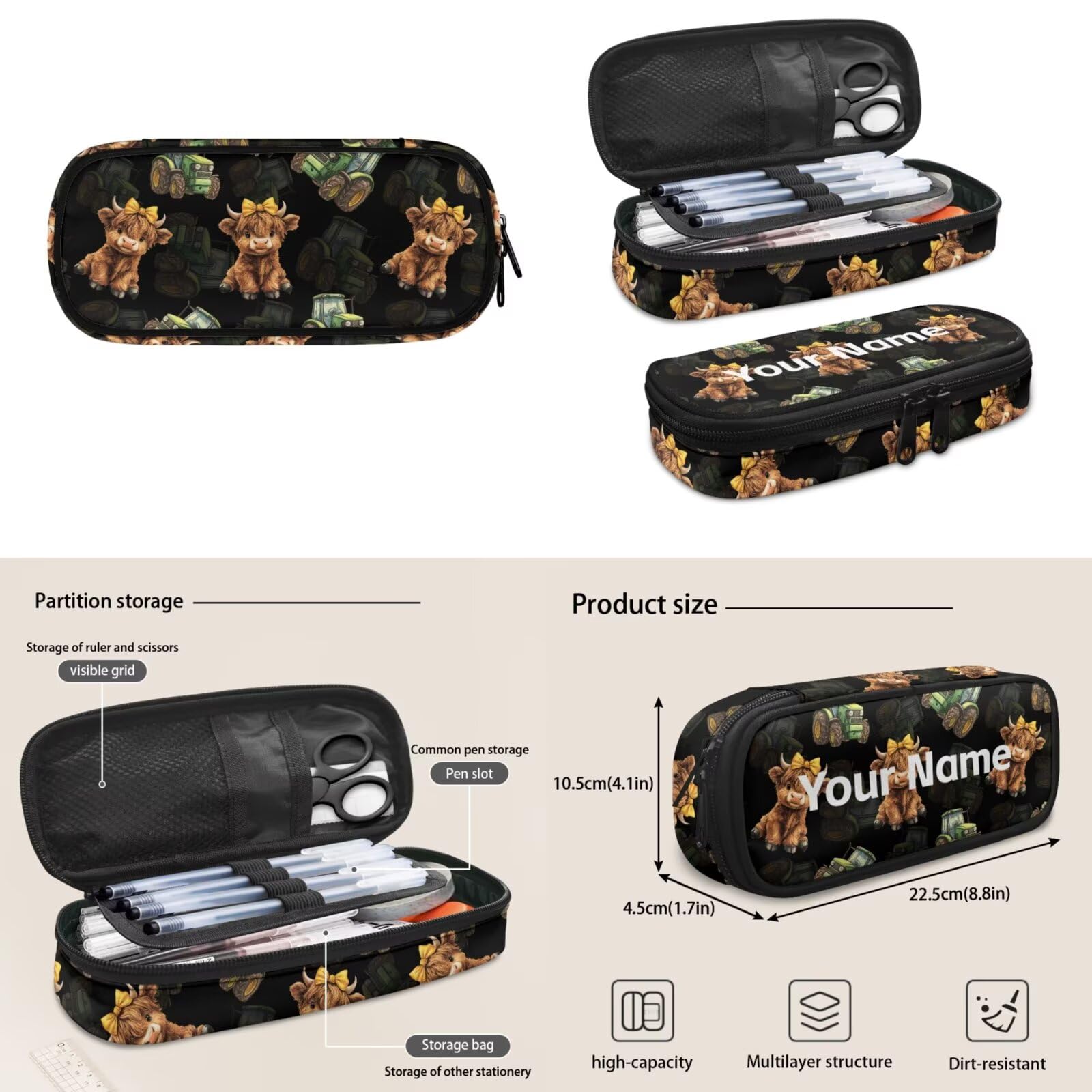 Mochila con nombre personalizado para niños con bolsa para lápices, lonchera de picnic, mochila para niños y niñas, para viajes al aire libre (3 en 1)