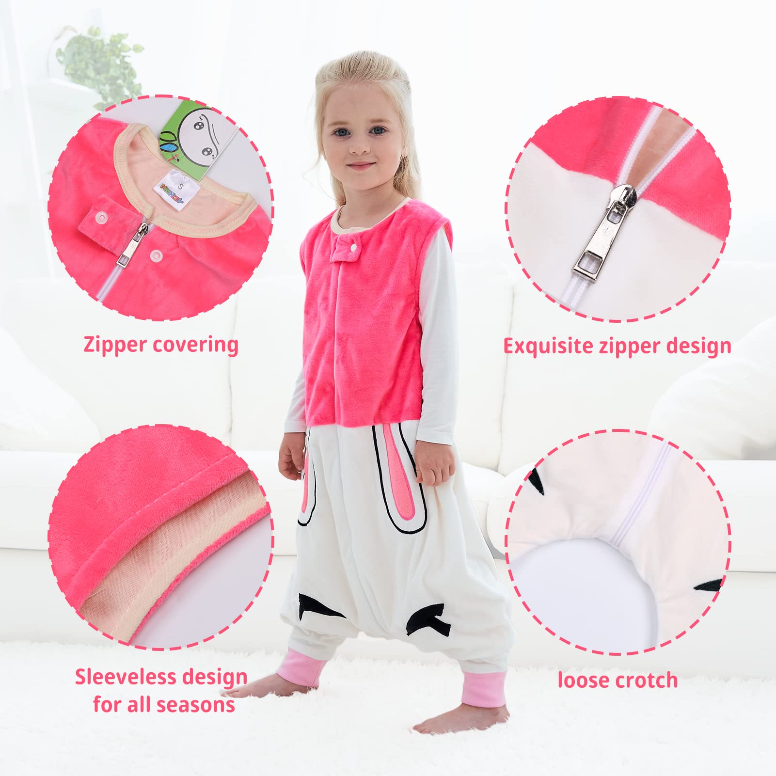Sacco Nanna Con Piedini 1.5 Tog Super Morbido E Caldo Quattro Stagioni Sacco Nanna Per Bambini 1-6 Anni Con Motivo Animalier