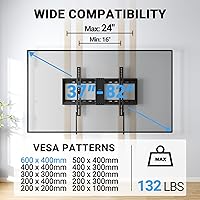 Vista 2 de PERLESMITH PSLLK1 - Soporte de pared fijo para TV para pantallas planas LED, LCD y OLED de 32" a 82" - Compatible con tacos de madera de 16" a 24