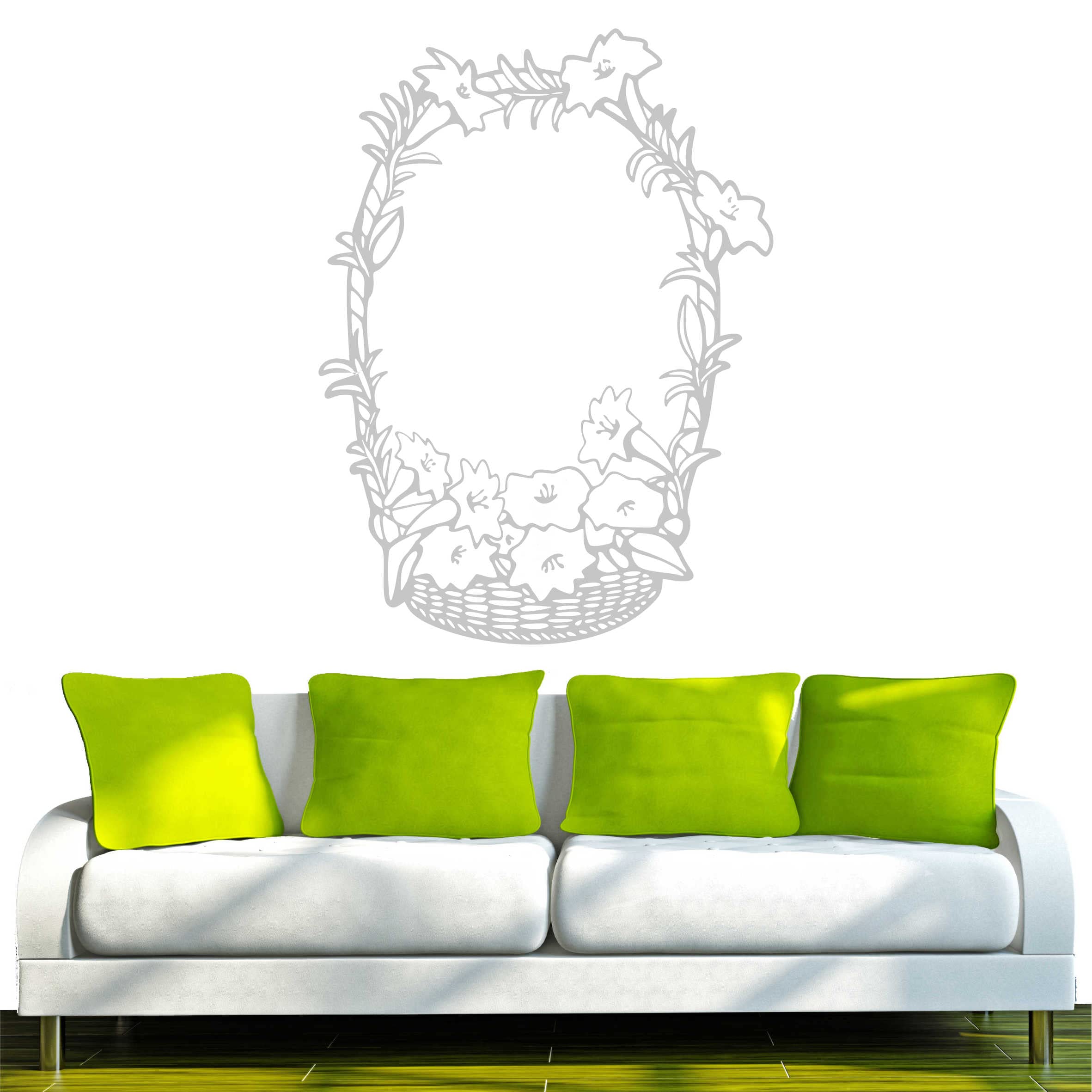 INDIGOS UG - Wandtattoo Wohnzimmer - Wandaufkleber Korb mit Blumen 160x118 cm - Silber d56 - Aufkleber Kinderzimmer Schlafzimmer Küche Badezimmer Büro Dekoration