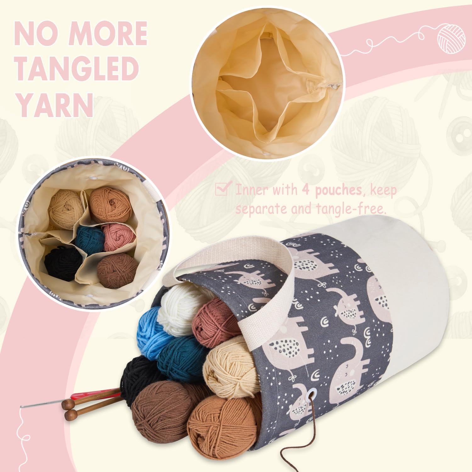 Yarn Bag, Cute Crochet Bag Organizer, Yarn Storage Knitting Bags