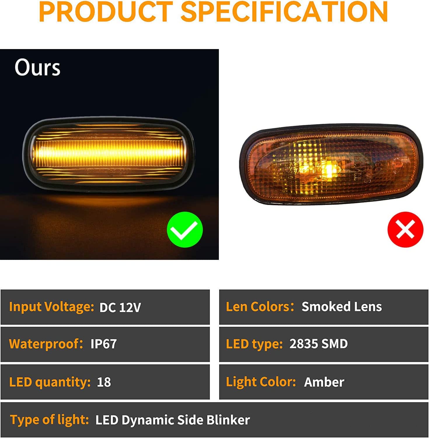 Frecce Laterale Dinamico a LED per Rove-r Discovery 2 Defernder Freelander 1，Indicatore di Direzione Dinamico a LED 2 Pezzi Nero