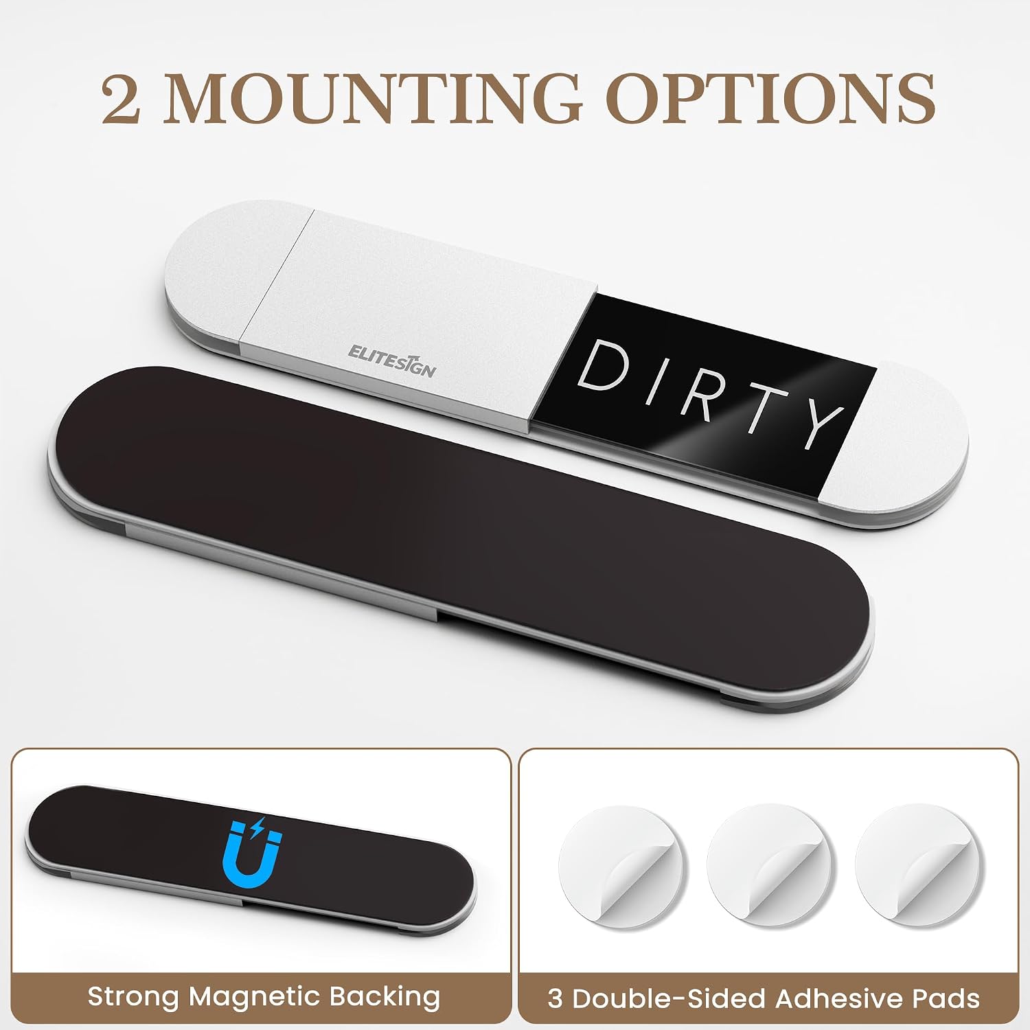 Dishwasher Magnet Clean Dirty Sign, Premium Metal Clean Dirty Magnet for Dishwasher Sign, Non-Scratch Strong Magnetic Slide Signs, Kitchen Gadgets Decor and Accessories, with Adhesive Tapes