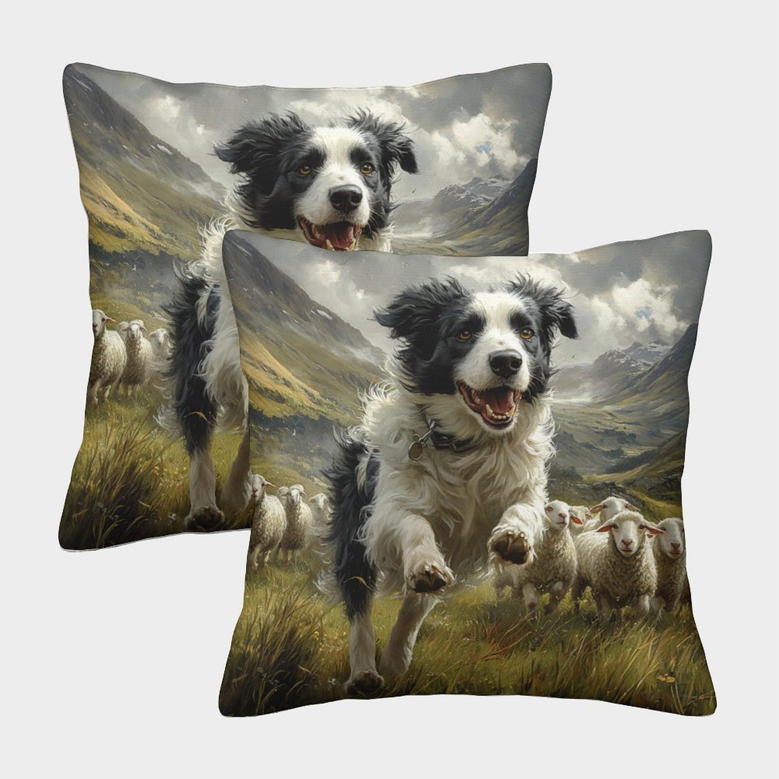 Jlzbxcuer Style-9 Border Collie Printed Cushions Covers Decorative Square Throw Pillow Covers Set Of 2 For Sofa Living Room 45X45cm