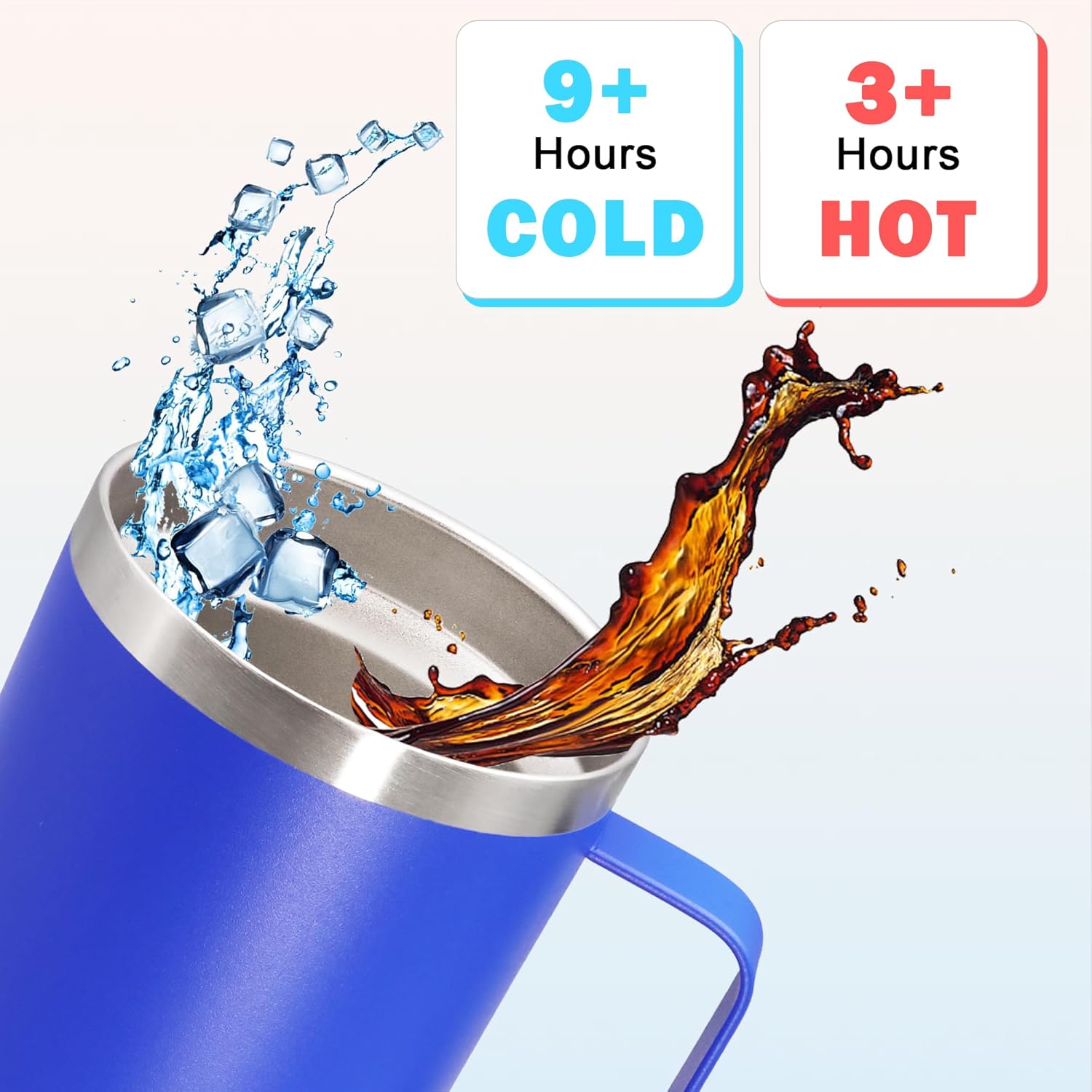 20 oz Tumbler with Handle and Lid, Stainless Steel Tumbler Insulated Travel Coffee Mug, Spill Proof Double Wall Vacuum Tumbler Cup Keep Drink Hot & Cold, Dark Blue, 1 Pack - Image 4