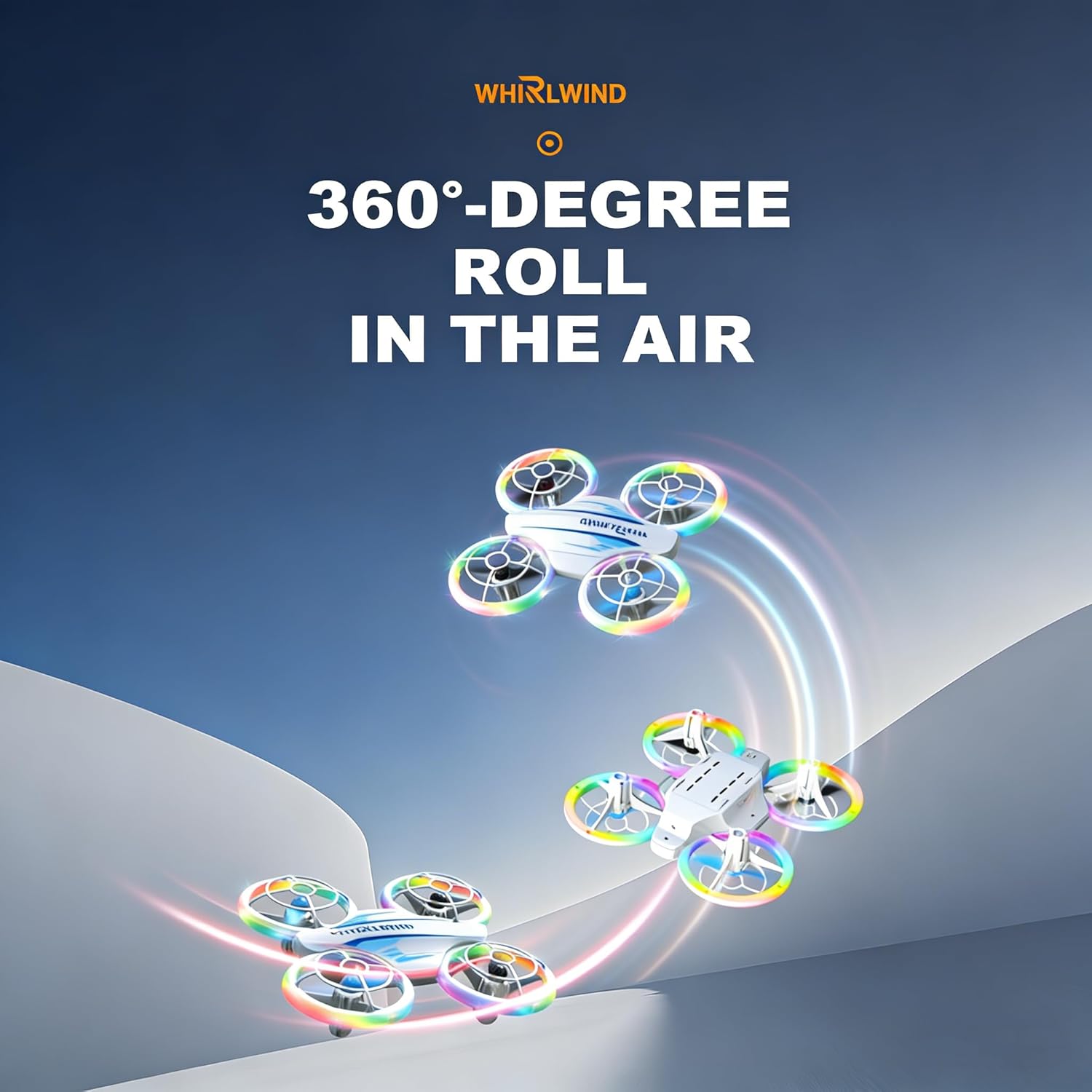 Mini Remote Control Drone - 6 Dazzling Switchable LED Light Modes, 2-Speed Adjustable, One-Key Takeoff/Landing, 360° Aerial Flip, Auto Altitude Hold, Full Protective Guard, Compact Handheld Size