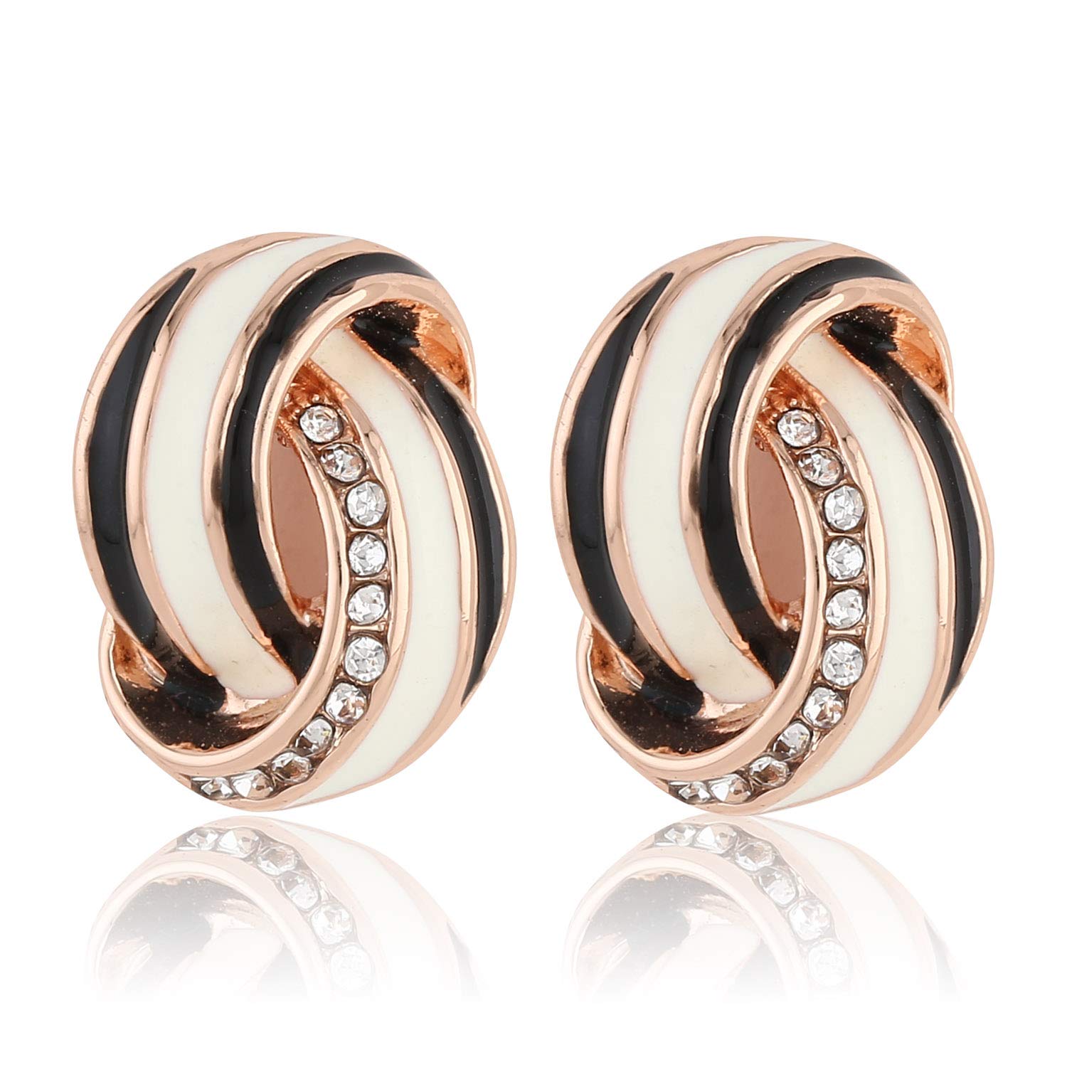 Estele 24Kt Rose Gold Tone Plated Black and White Enamel with Austrian crystal stone Stud Earrings for Women, Girls (B08CPZTQT4) Amazon Price History, Amazon Price Tracker
