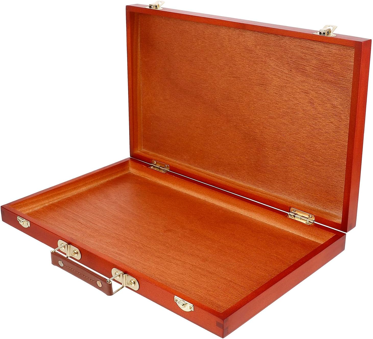 Portable Wooden Painting Tool Box with Handle and Locking Clasps