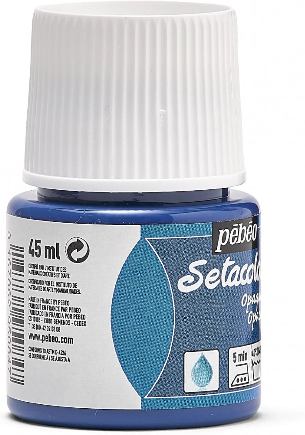 Pebeo Setacolor Opaque Fabric Paint, 45ml, Blue Jean