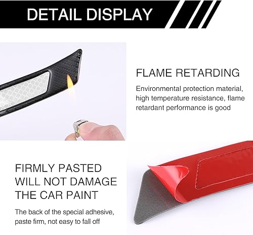 Miniatura 5 de 6 calcomanías reflectantes para ruedas de automóvil, fibra de carbono, antiarañazos, decoración nocturna antiarañazos, tiras reflectantes de