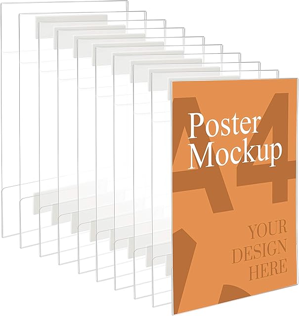 Kurtzy A4 Adhesive Wall Poster Holders(10 Pack) - Universal Wall Mounts - Crack & Scratch Resistant - Clear Acrylic Sign Displays with Adhesive Tape - Office, Store & Restaurant - No Drilling Required