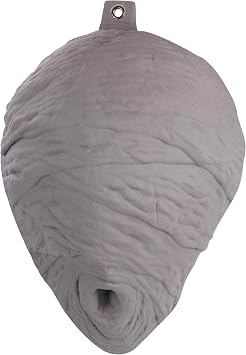 Wasp Nest Decoy for Outdoor Hanging, Faux Hornet Nest Decor, Polyurethane Material, Natural-Looking Decor for Patio, Porch, Garden, Gray, 1 Pack, 10.63 x 14.96in
