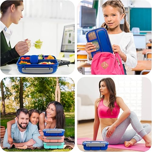 Miniatura 6 de MaMix Lonchera Bento para adultos, lonchera para niños, contenedores de almuerzo para adultos, niños y estudiantes, 44.0fl oz - 4 compartimentos