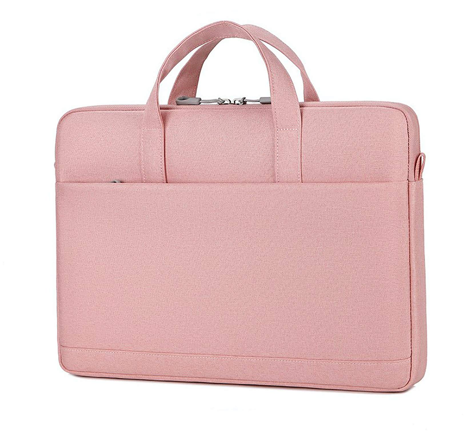WSLCN Laptop Bag Case, Waterproof Computer Sleeve Messenger Bag with Shoulder Strap, Expandable Business Briefcase for Men Women, 15.6 Inch Pink