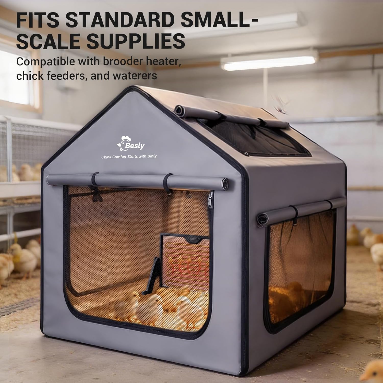 Brooder Box for Chick, 29"x29"x29" X-Large Chicken Brooder for 15-20 Chicks, Breathable Mesh Ventilation, Waterproof Removable Bottom Mat, Assembly Required, Easy Set up