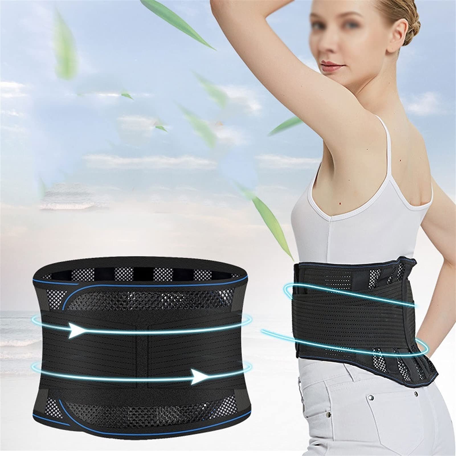 Cintura per la schiena Tutore per la schiena Supporto lombare Avvolgente Vita sottile Rifinitore Pancia Stomaco Compressione regolabile Scalda cintura Sollievo dal dolore Correzione della postura (A X