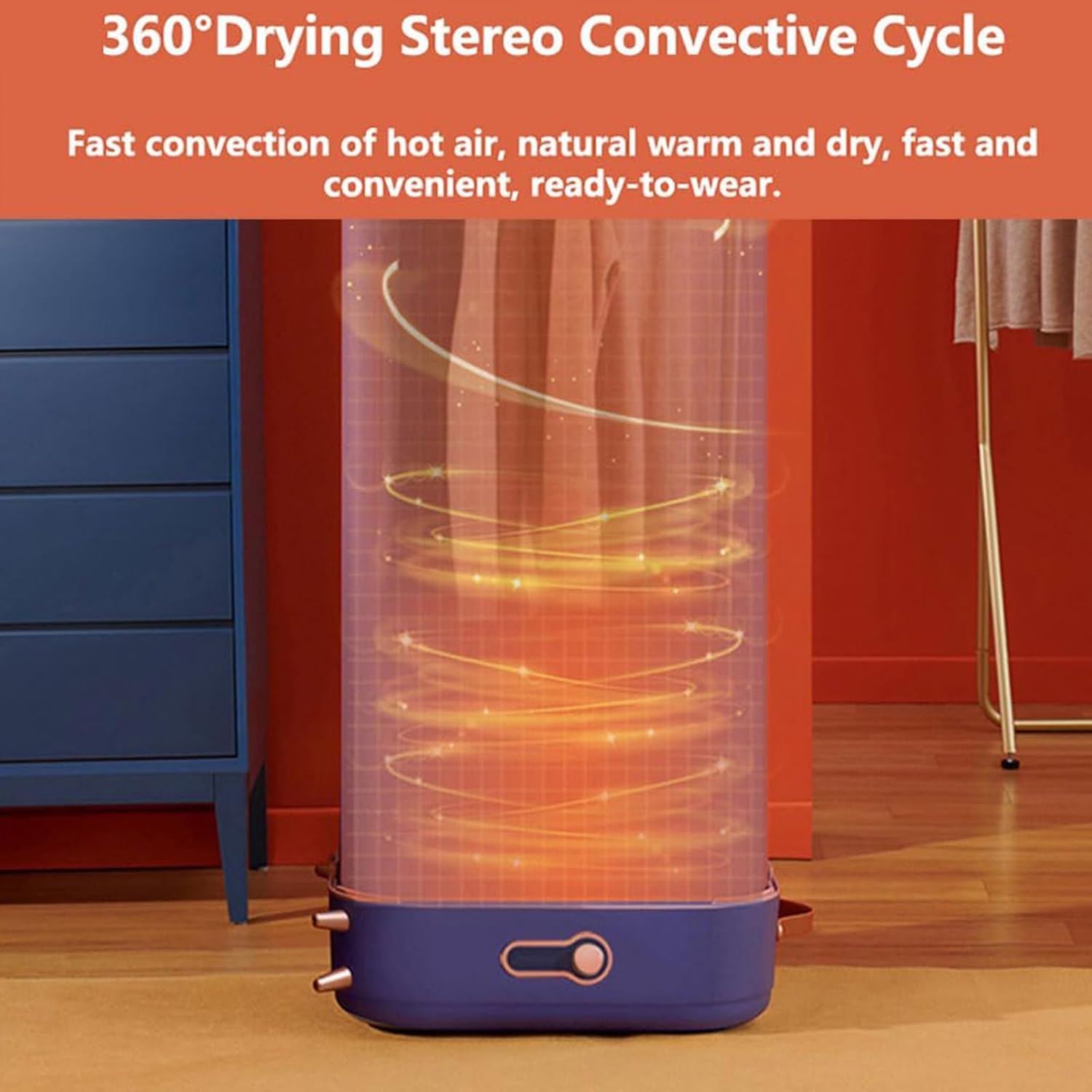 Home Portable Dryer, 800W Fully Automatic Clothes Dryer with Built-In Towel Rack, Household Clothes And Fabric Ironing Machine