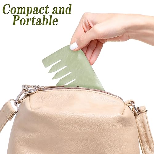 Miniatura 5 de Geiserailie Peines de jade para masaje, peine para el cabello, guasha, raspado del cuero cabelludo, herramienta de masaje facial, herramientas
