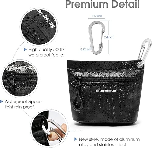 Miniatura 4 de Contenedor de jabón de viaje bolsa de jabón portátil estuche de viaje impermeable y a prueba de fugas soluciones para viajar con jabón de barra negro