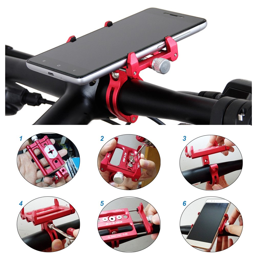 Docooler Porta Cellulare Bici Lega di Alluminio per Staffa di Montaggio per 3.5 -6.2 Inch Telefono Mobile per Android per iPhone