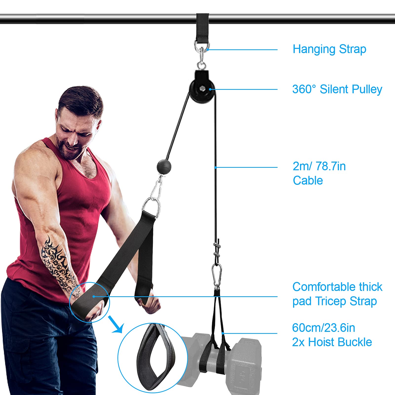 XonyiCos Cable Pulley System, Gym Fitness for Triceps Pull Downs