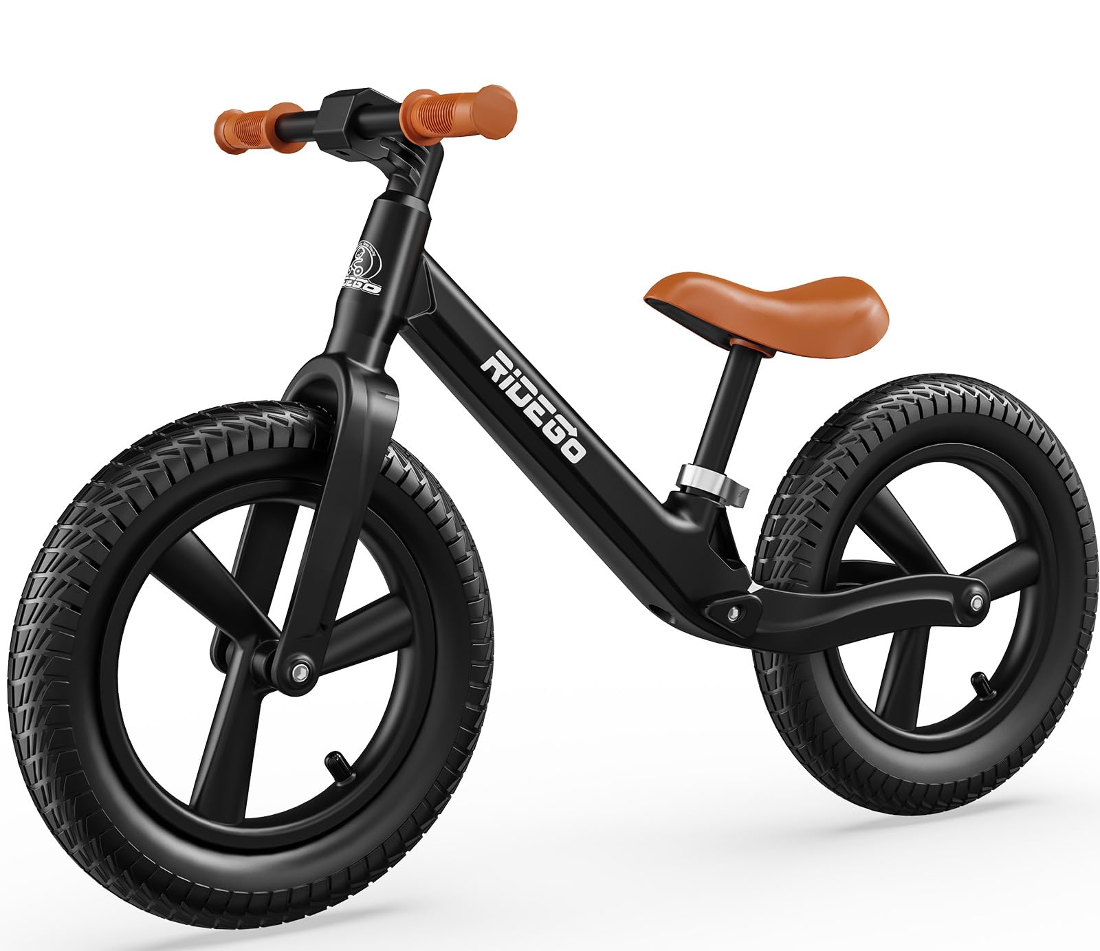 Ridego 14 Inch Balance Bike for Kids 3-6 Year Old,Lightweight Kids Bike with Adjustable Seat, Push Bicycle with Air Rubber Tires，Ride-on Toys Birthday Gift (Black)