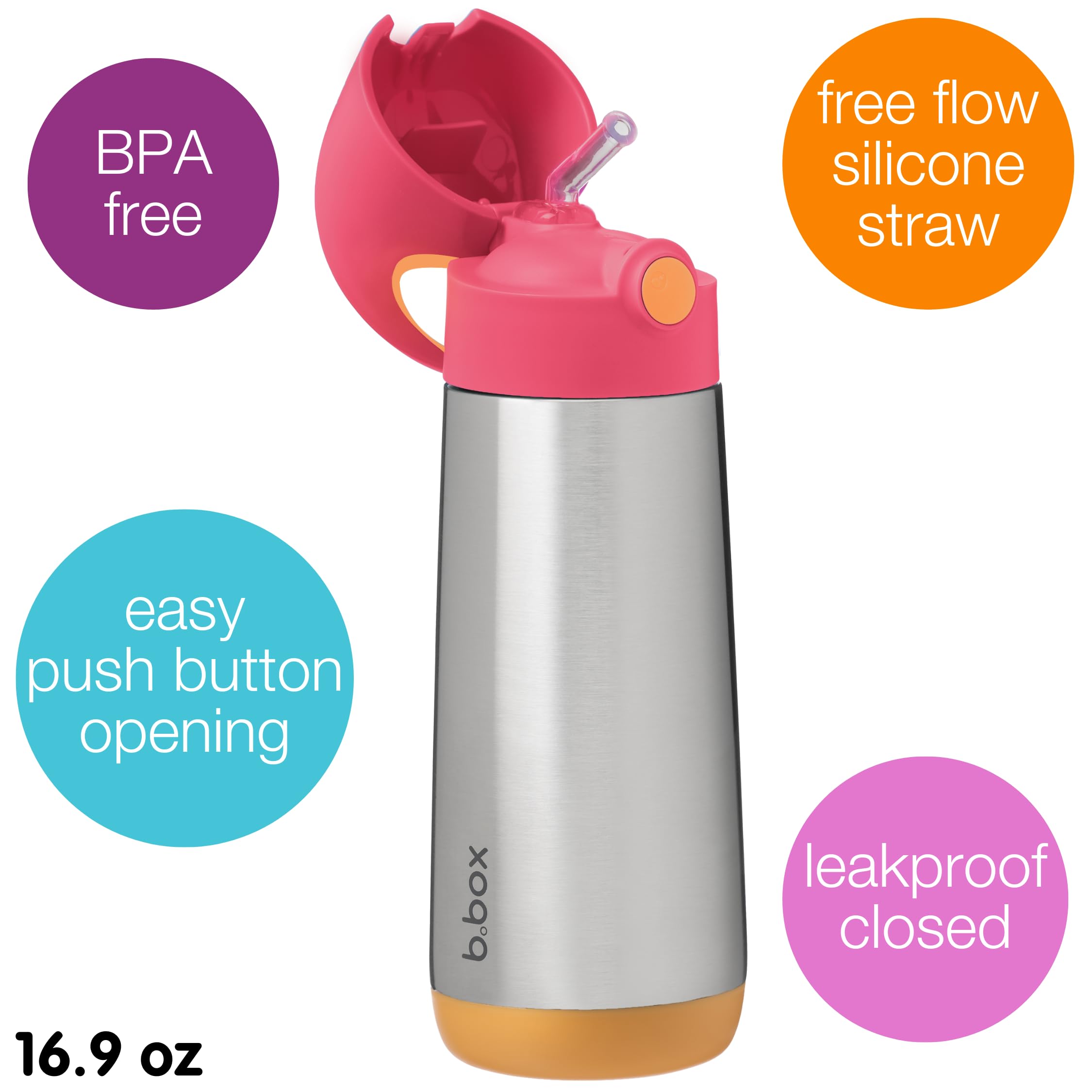 Bouteille Eau Enfants Froid Chaud Gourde Isotherme B.box 500ml - Garde Les Boissons Froides 15h Et Chaudes 8h B.box 500 Ml