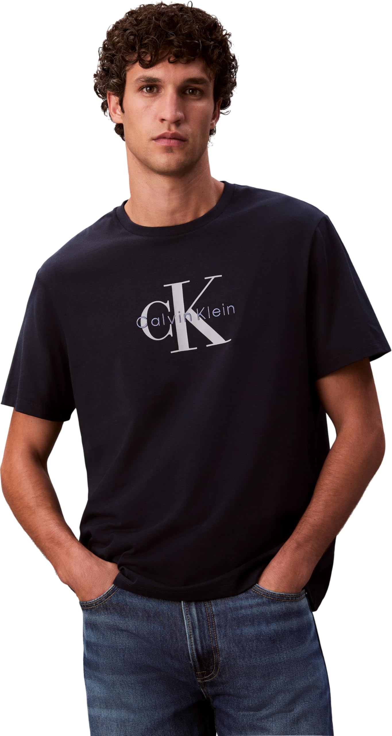 Calvin Klein Men's SS Hero Monologo Tee 20s LV04RB862GCEF005 Graphic Tees, Blue, XL