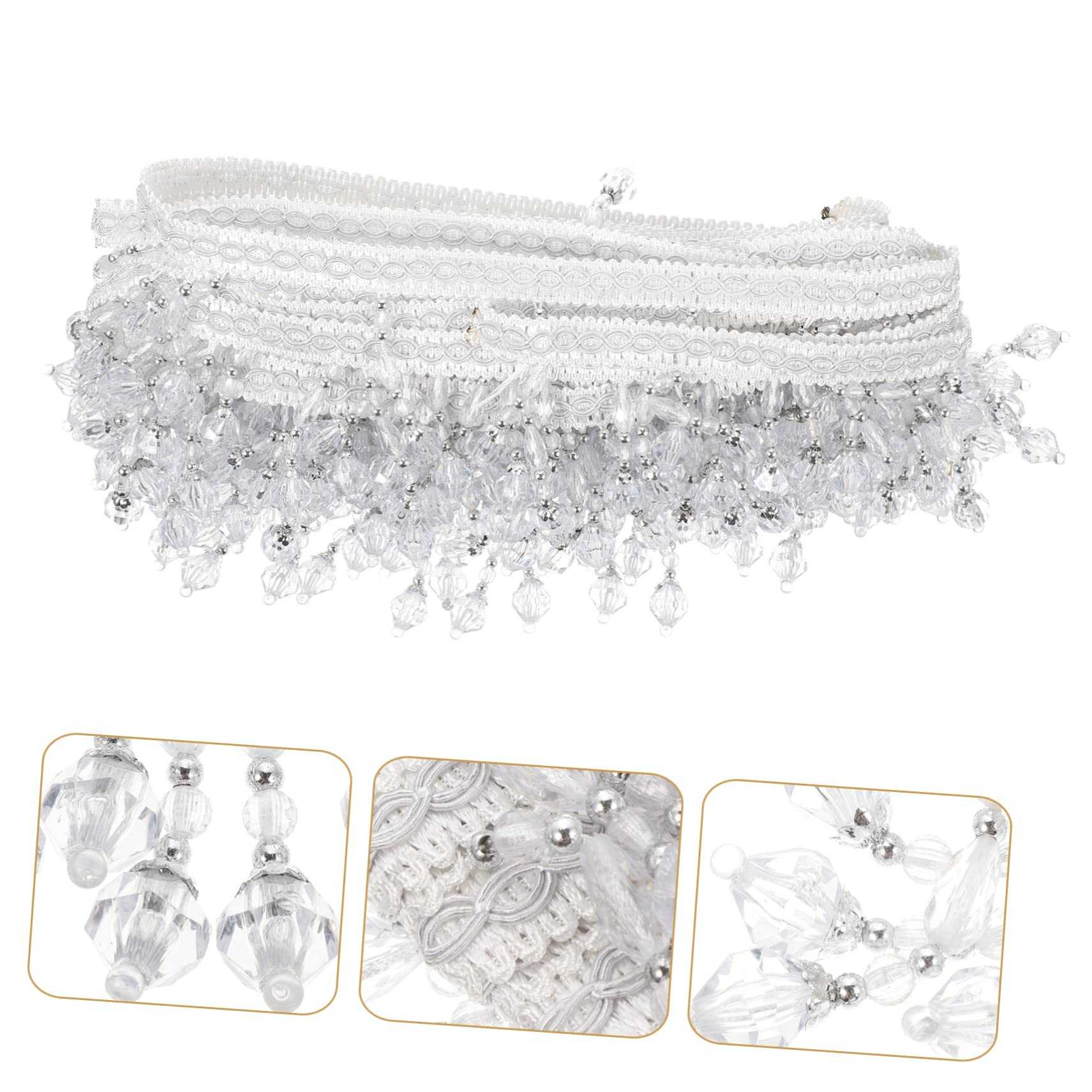 Hohopeti Garniture De Franges à Pompons Perlés Décor De Rideau Pour Maison Fourniture De Bricolage Pour Fenêtres Et Meubles