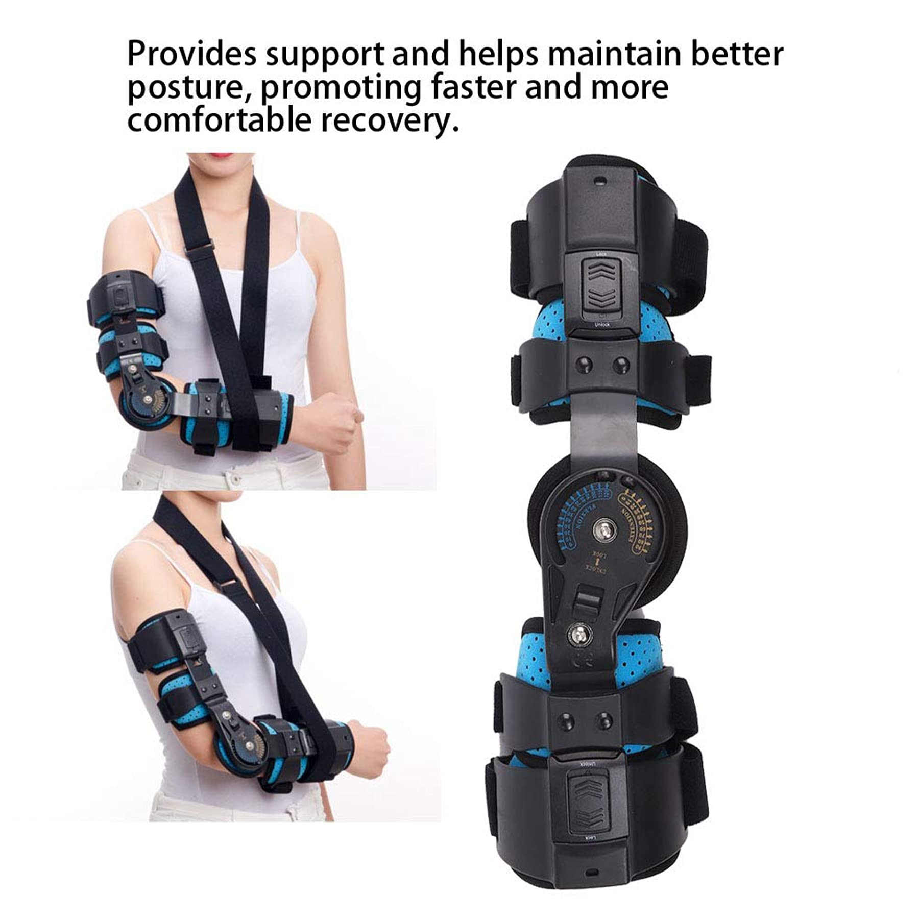 Orthosis Codo para Rehabilitación de Miembro Superior Soporte de Férula Antebrazo Fijación de Fractura Artritis Articulación del Codo Corrector de órtesis para Hombre Mujer,Left