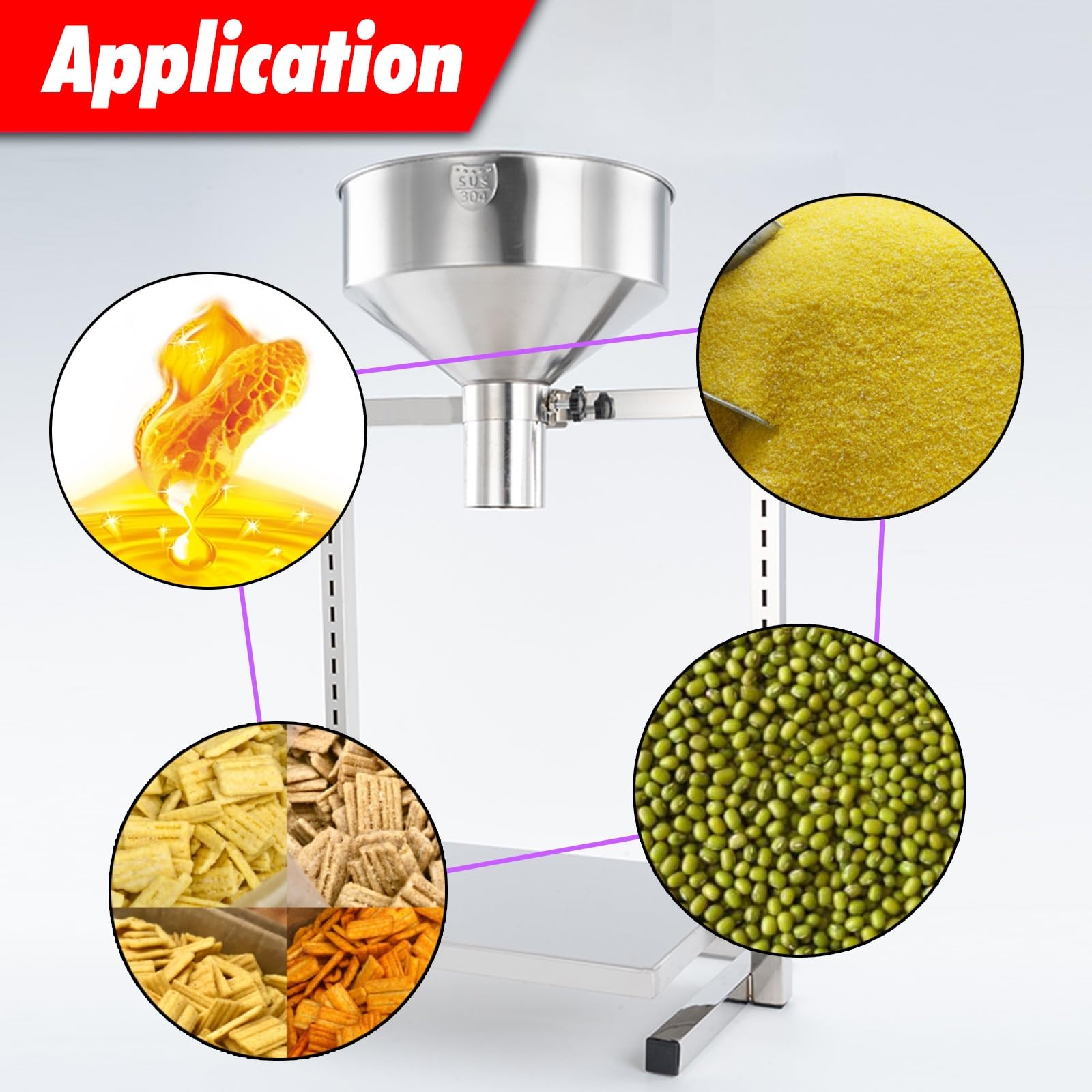 Embudo y Soporte de Acero Inoxidable para dispensadores de confitería, Robusto Soporte para Embudo de alimentación para Cocina, Taller o Laboratorio,