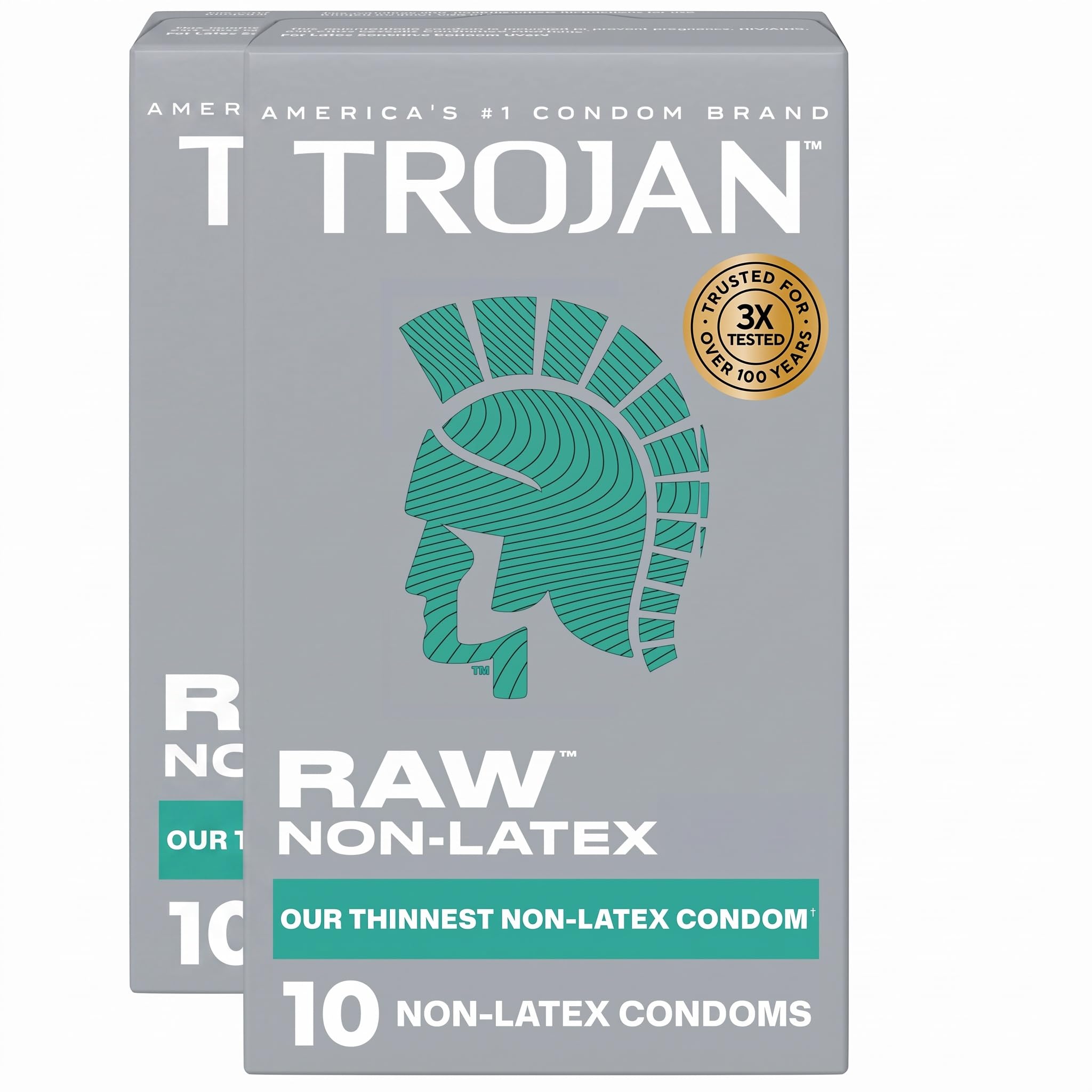 Trojan Raw Non-Latex Lubricated Thin Condoms for Men, America’s Thinnest Latex-Free Condoms, Pure Feel Technology, Made from Polyurethane, Helps Reduce Risk of Pregnancy and STIs, 10 Count (Pack of 2)