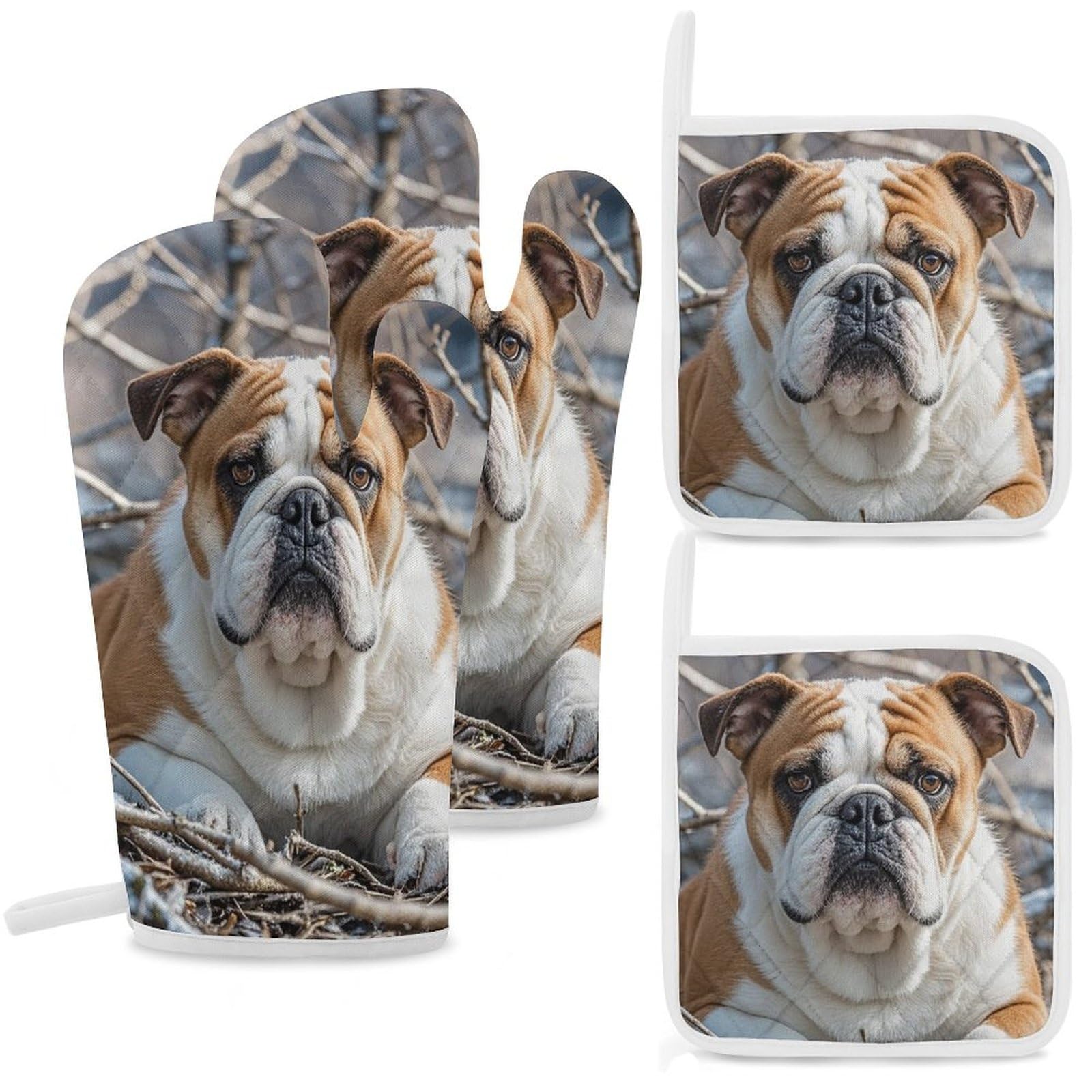 Gants de cuisine bouledogue anglais résistants chaleur maniques cuisson four barbecue