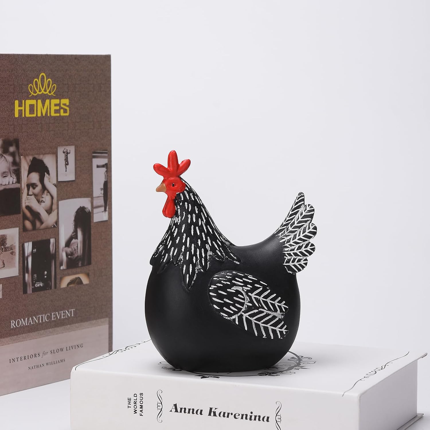 BRABUD Sitting Hen Statue, Resin Black Fat Hen Figurine, 6.3in Tall image 5