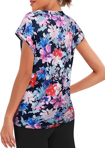 Vista 2 de MISS FORTUNE Women's Golf Shirts Workout Tops Polo Short Sleeve V Neck Moisture Wicking Tennis Athletic Clothes