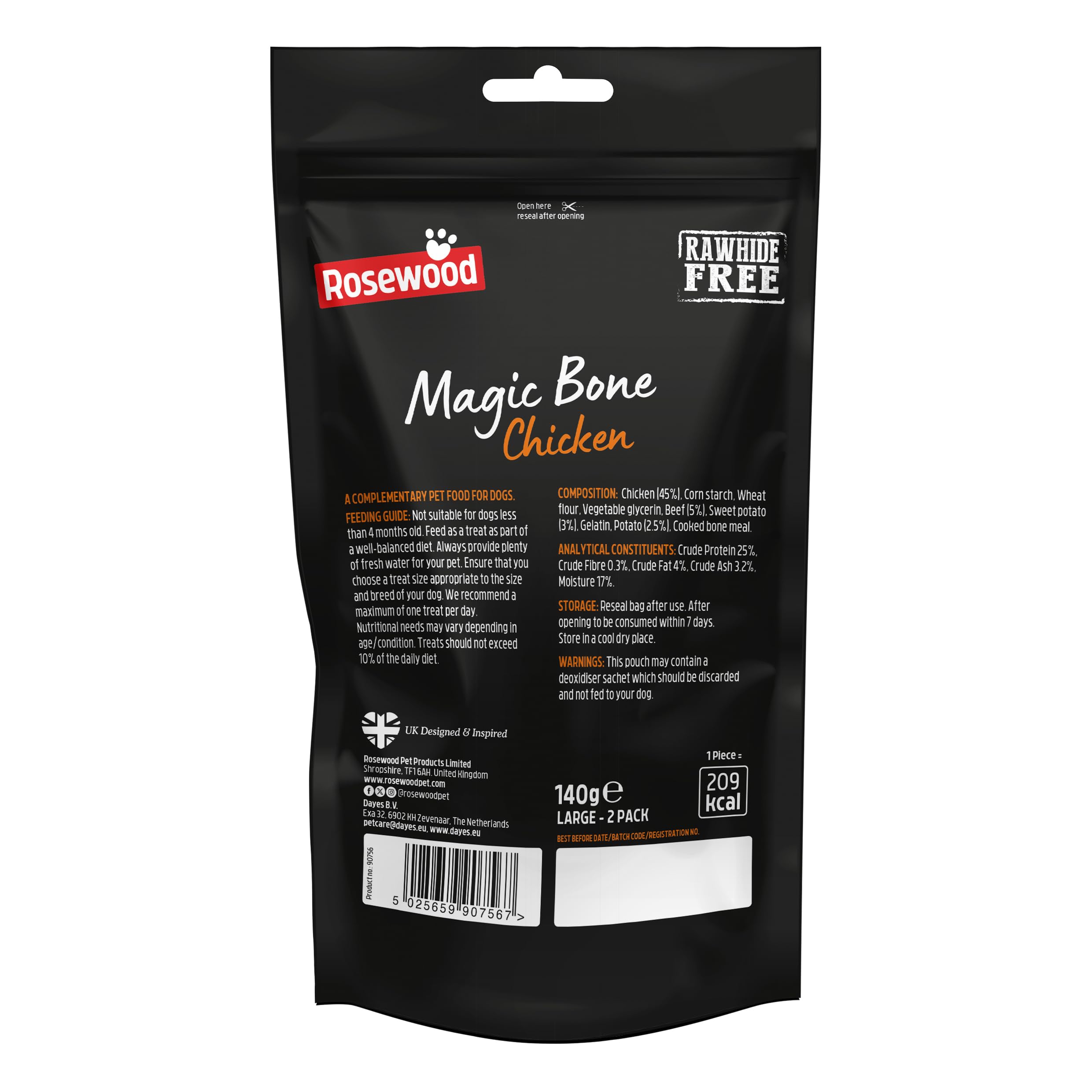 Rosewood Magic Bone Chicken Treats for Dogs, Chicken Flavour Dog Treats, Rawhide Free - Image 3