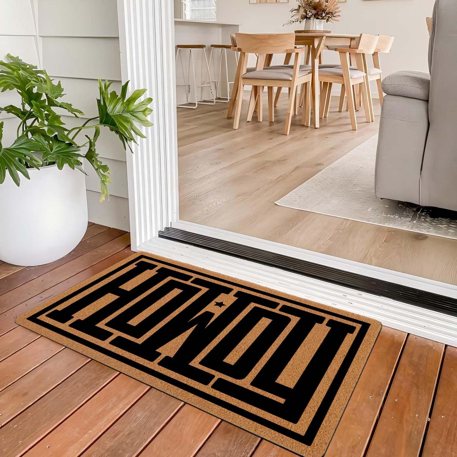 Welcome Door Mat Western Howdy Outdoor Indoor Entrance, Non Slip Durable Entrance Rugs for Entry, Patio, High Traffic Areas Front Door, 17" x 29.5"