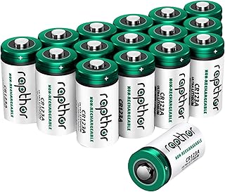 Rapthor CR123A 3V Lithium Battery CR17345 CR123 Photo Batteries [1650mAh 16 Pack] 123A for Flashlight Smart Sensor Alarm System Polaroid Camera