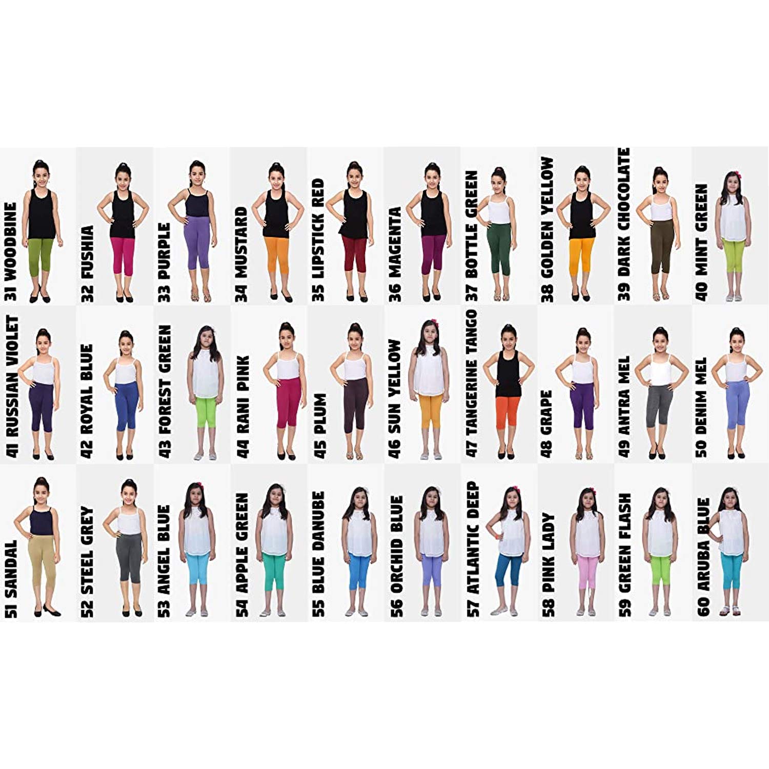 Robinbosky Premium Girls Capri Leggings Orange, Purple and Blue Value Combo Pack of 3 (9-10 Years, Coral, Magenta and Royal Blue) - Image 9 thumbnail