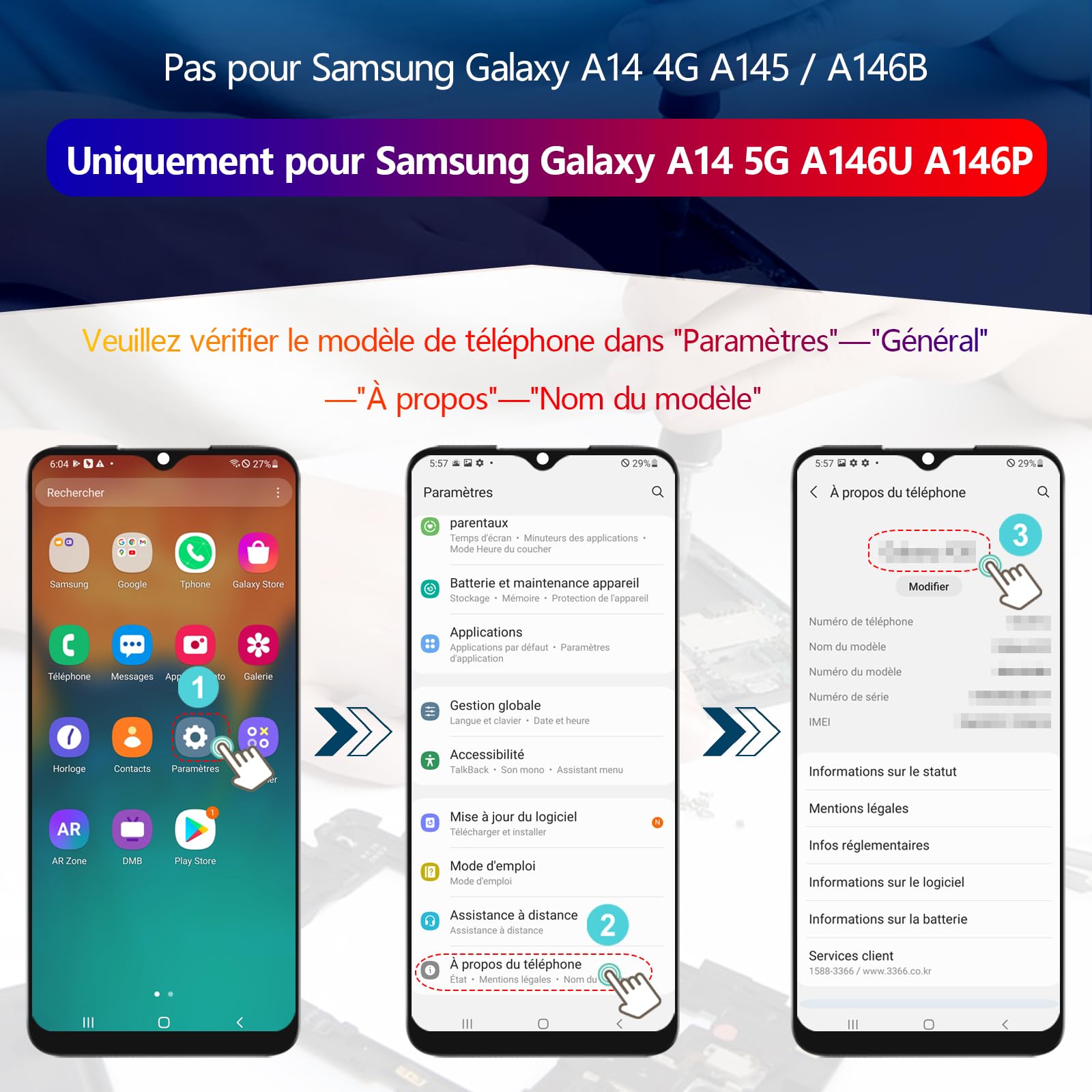 RongZy Écran de Rechange pour Samsung Galaxy A14 5G Écran LCD + Vitre Numériseur Tactile Capteur Assemblé Remplacement pour Samsung Galaxy A14 5G A146P (Noir avec Cadre)