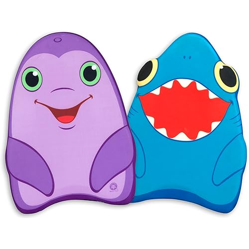 Melissa & Doug Sunny Patch Dolphin and Shark Kickboards - Learn-to-Swim Pool Toys (Set of 2)