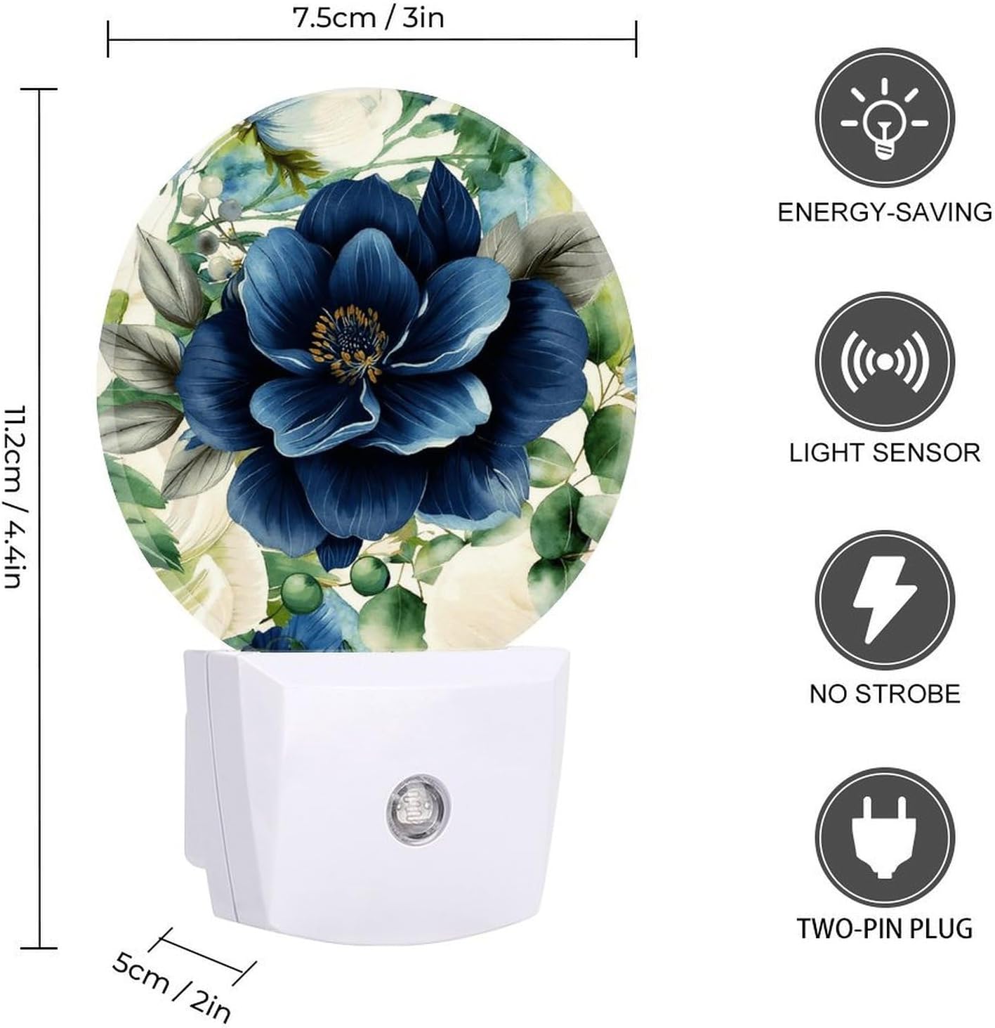 Botanicals LED Night Light Plug-In Wall Nightlight, Decor 11.2x5x7.5cm image 2