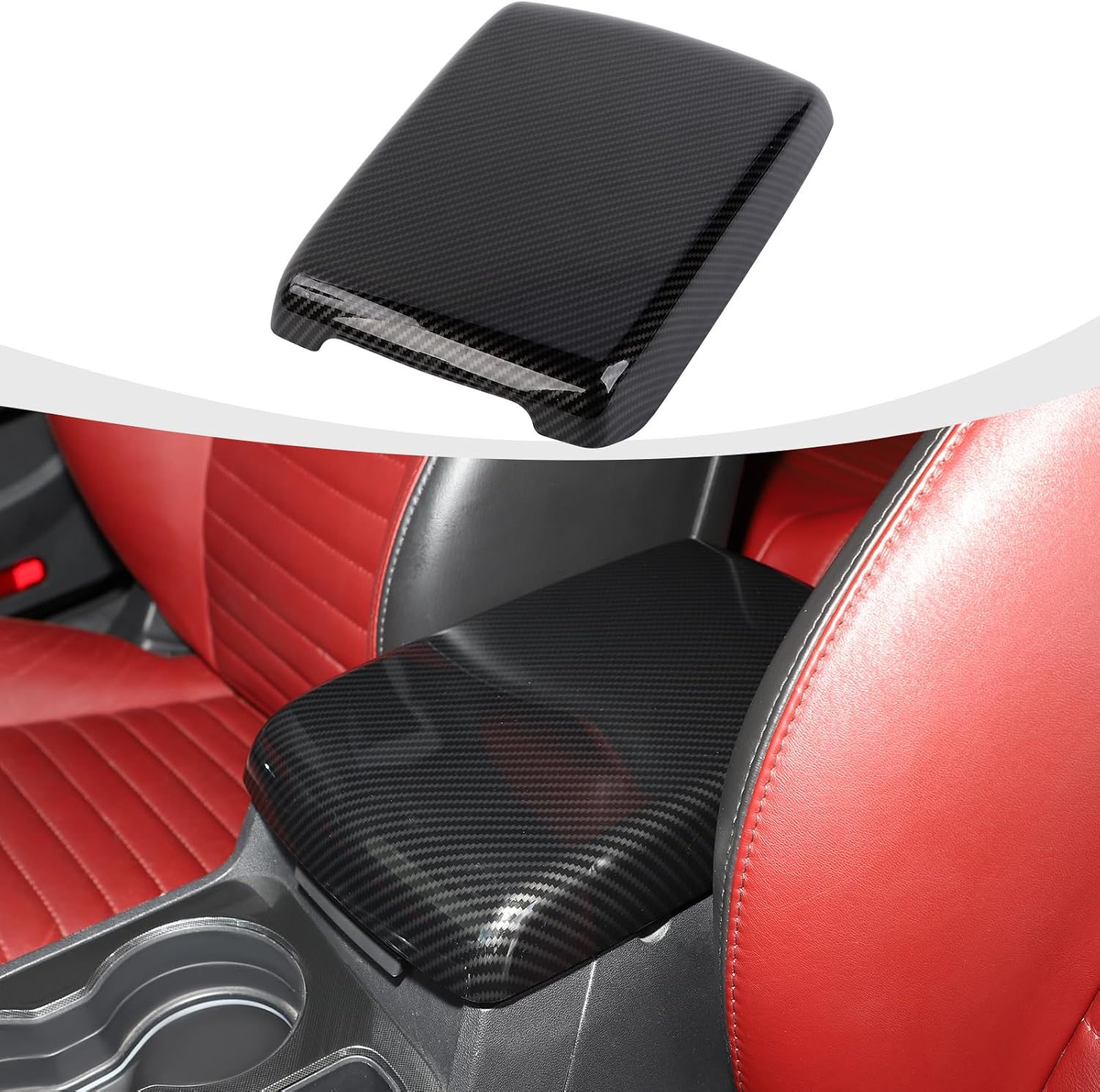 RAZPOY Center Console Cover Armrest Pad Compatible with Dodge Challenger 2015-2024 Interior Accessories Carbon Fiber