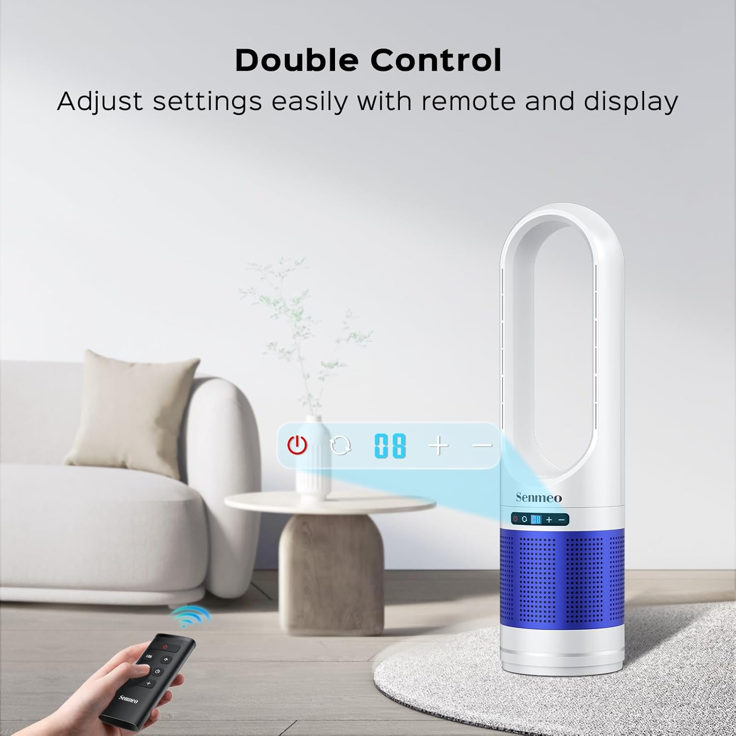 Senmeo Bladeless Fan with Remote Control and LED Display